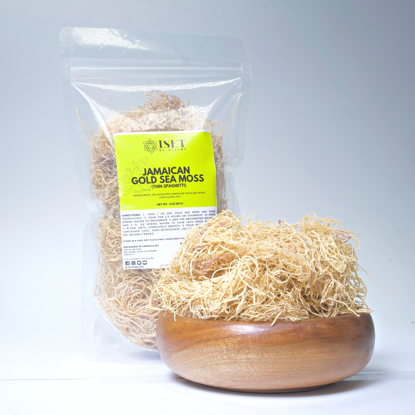 Jamaican Gold Sea Moss (Thin Spaghetti) Wildcrafted, Dr Sebi Alkaline Vegan approved