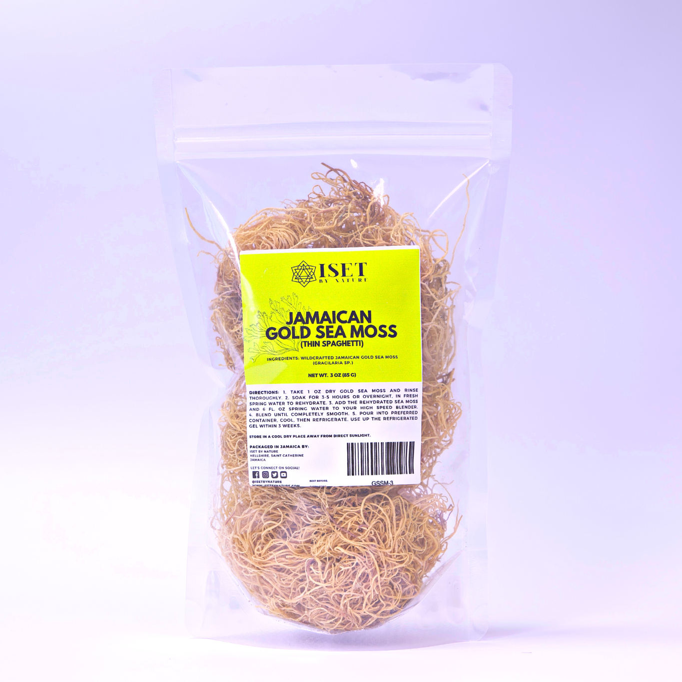 Jamaican Gold Sea Moss (Thin Spaghetti) Wildcrafted, Dr Sebi Alkaline Vegan approved