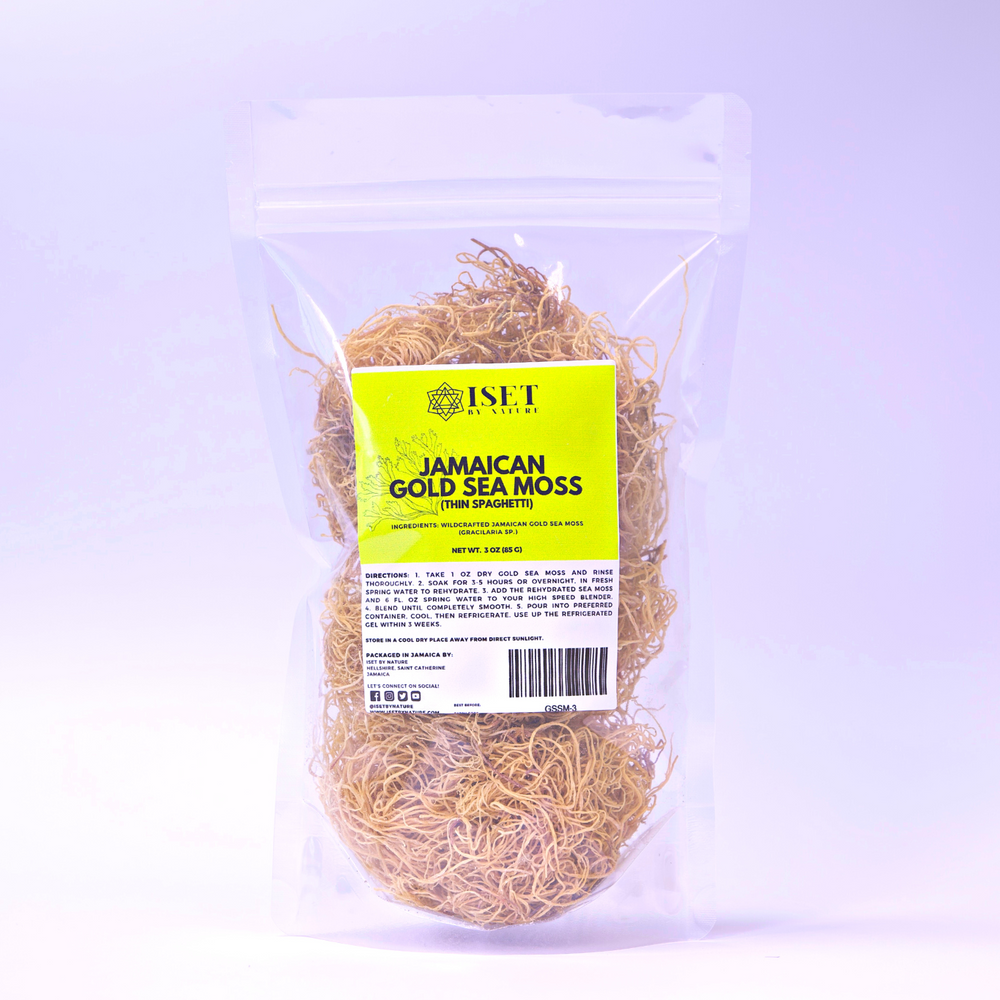 Jamaican Gold Sea Moss (Thin Spaghetti) Wildcrafted, Dr Sebi Alkaline Vegan approved